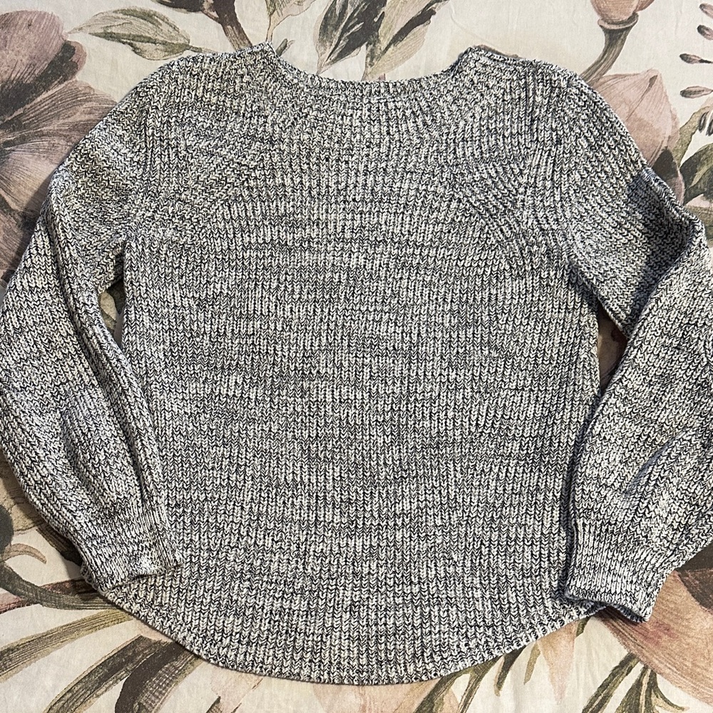 GAP Women's Black & White Marled Cotton Sweater